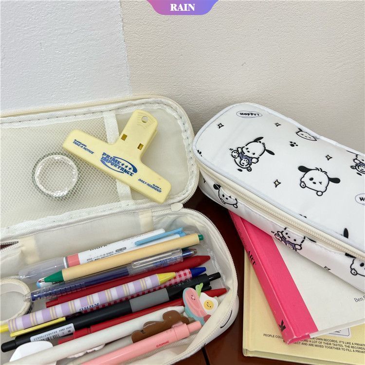 Túi Đựng Bút Dạng Lưới Có Khóa Kéo Họa Tiết Hoạt Hình Sanrio Cinnamoroll Kirby Pochacco Dễ Thương
