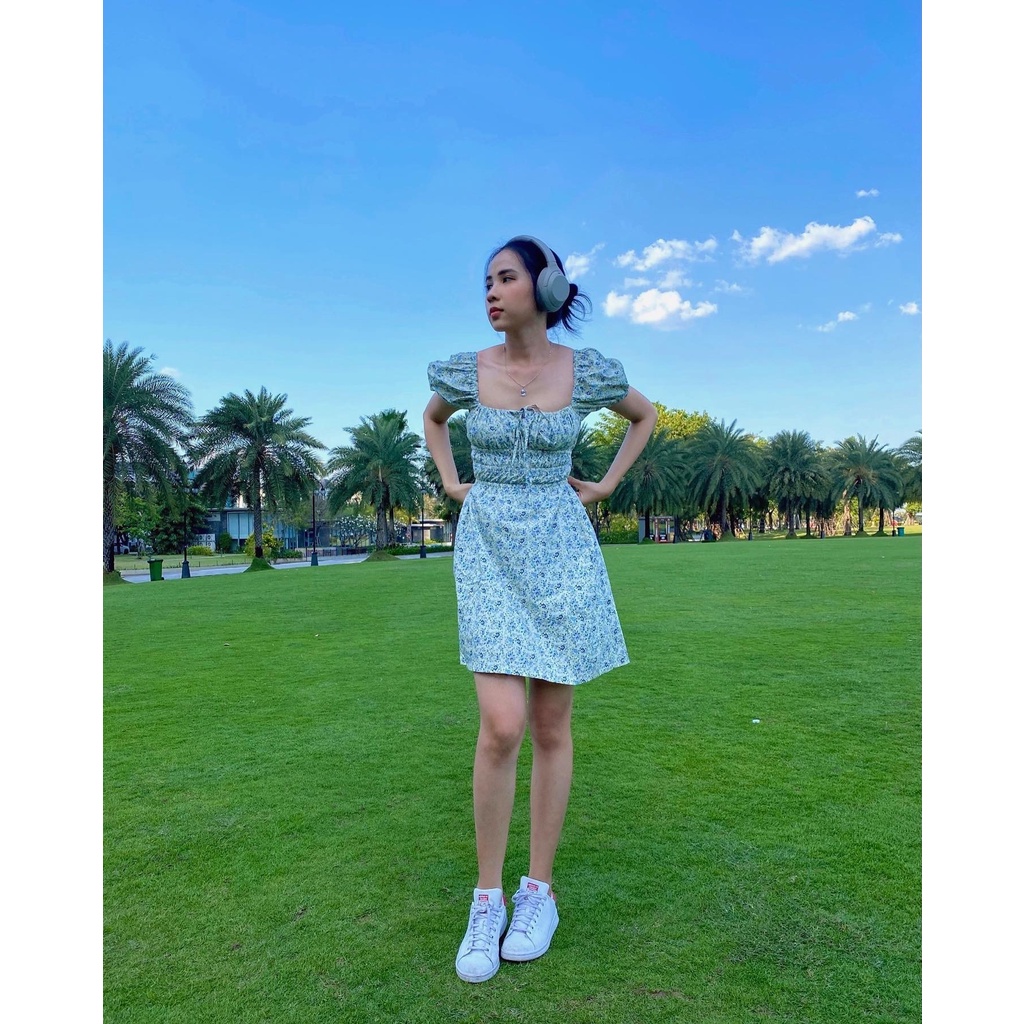 Đầm tay phồng hở lưng (Jeanie mini dress ver3)