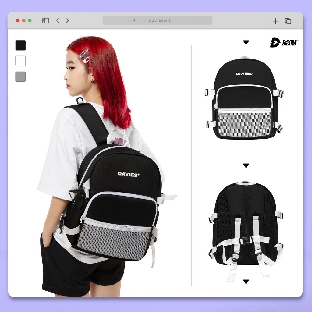 Balo nữ mini vải canvas DAVIES Mini Backpack Original