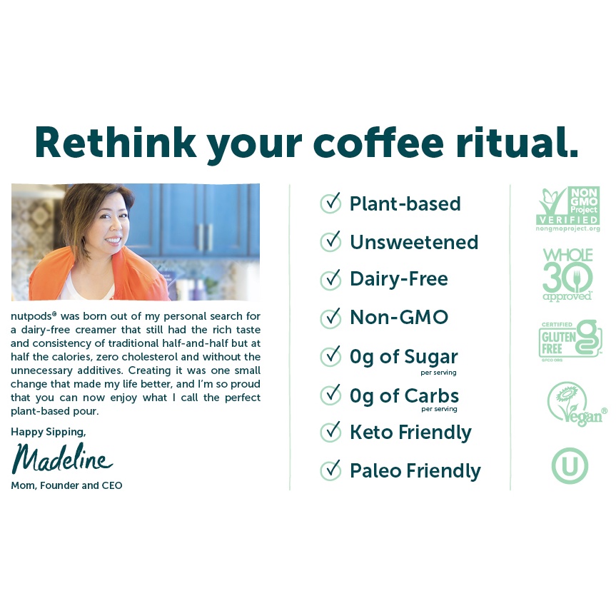 KEM SỮA LỎNG nutpods Dairy-Free Creamer ORIGINAL, ĂN KIÊNG &amp; KHÔNG ĐƯỜNG, 330ml (11.2oz)
