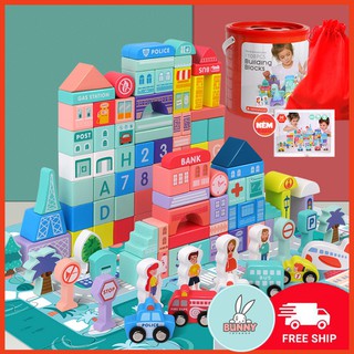 Đồ chơi Mô hình thành phố bằng gỗ - Xây dựng thành phố