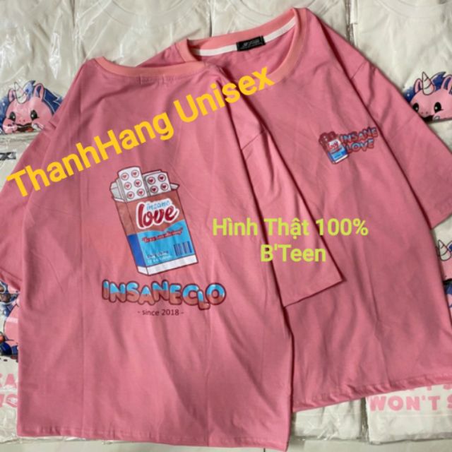 Áo thun [ Kèm Hình Thật % ] tay lỡ Unisex cặp INSANECLO