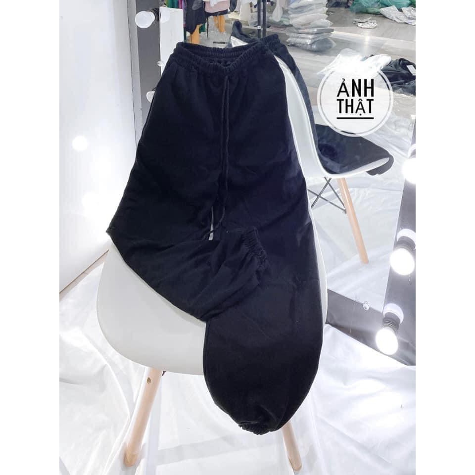 Quần bom lót nỉ bo chun_Quần jogger nữ cá tính đủ 3 màu (Ảnh thật)