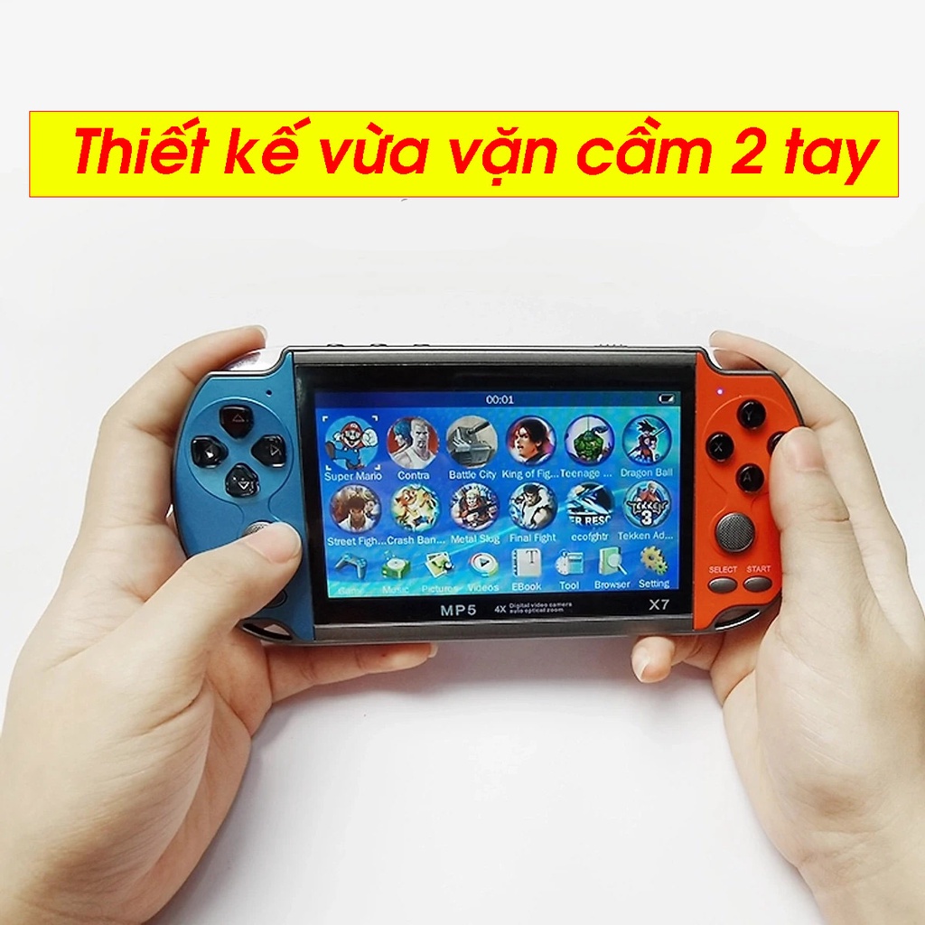 Máy chơi game cầm tay X7 hơn 10.000 game, tích hợp máy ảnh, máy nghe nhạc, kết nối TV