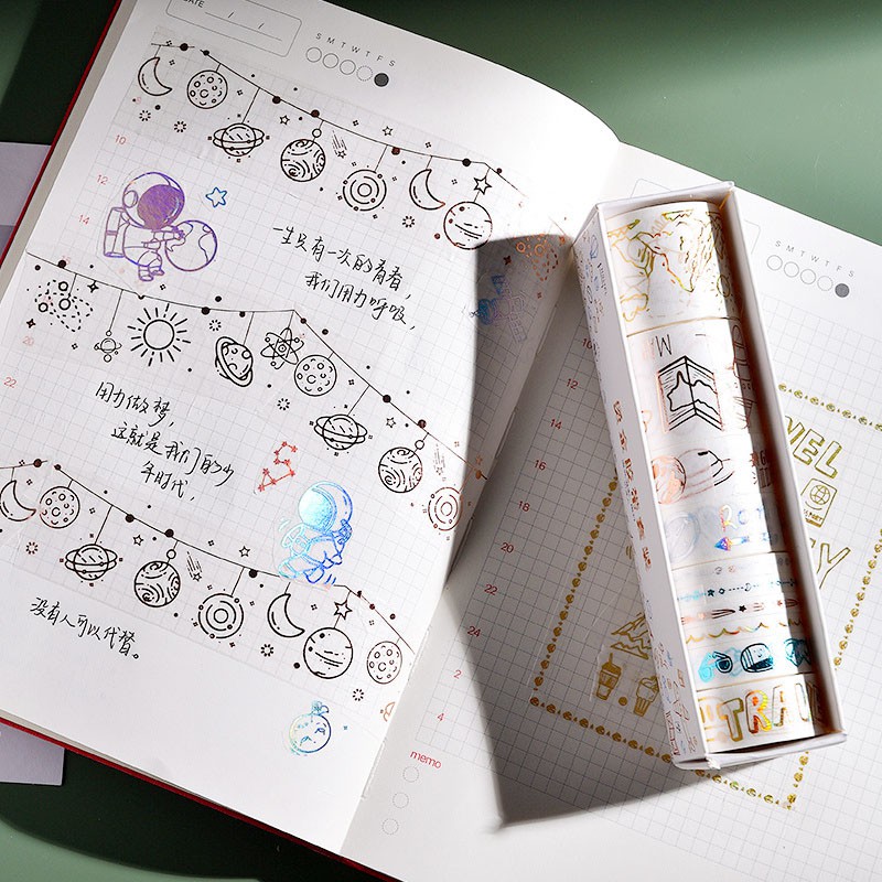 Set băng dính washi tape nhũ WT245