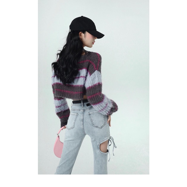 Quần Jean Dài Lưng Cao Dáng Ôm Xẻ Tà Thời Trang Xuân Hè 2022 Cho Nữ