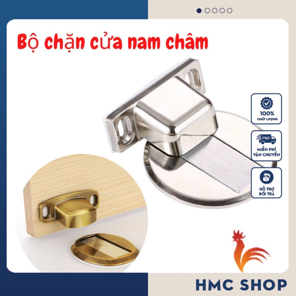 Chặn cửa thông minh, Hít Nam Châm inox 304, Chặn Cửa Như Vô Hình Dán Sàn, chống va đập - kèm miếng dán 3M &amp; ốc vít