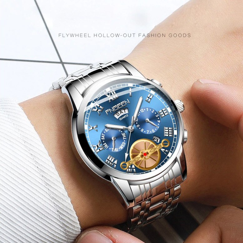 Đồng hồ nam FNGEEN chính hãng, dây thép 316L, chống nước tốt, kiểu dáng thời trang, lịch lãm ( Mã: AGC )