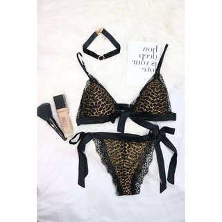 Bộ Đồ Lót Không Gọng Bralette Ren Da Beo Có Đệm Mút Ladali - MS 556