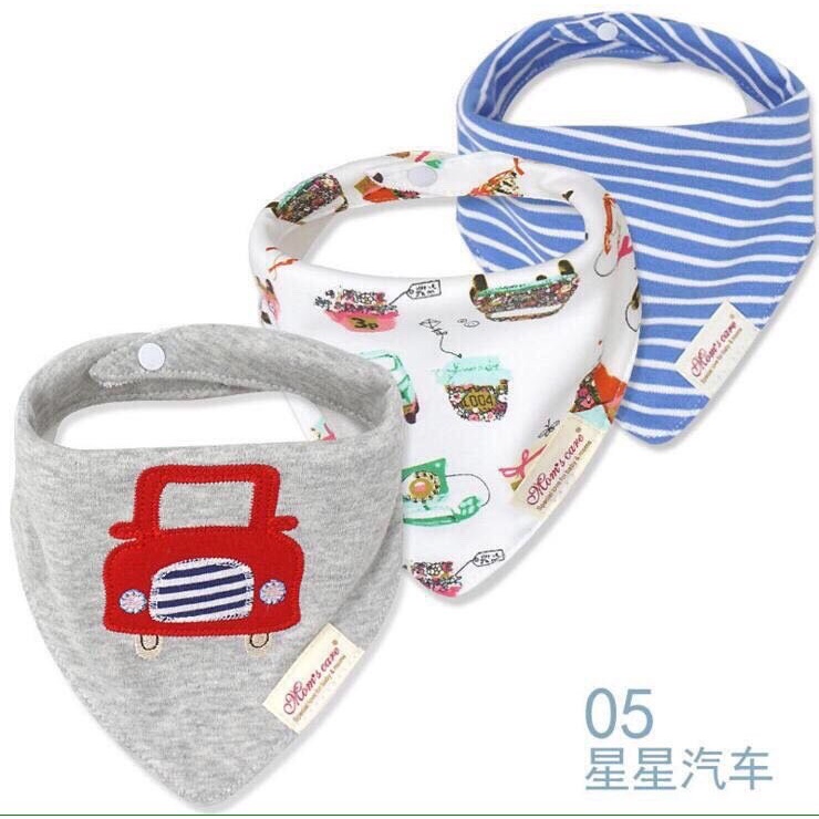 Combo set 3 yếm tam giác Momcare cao cấp Cho bé có nút bấm