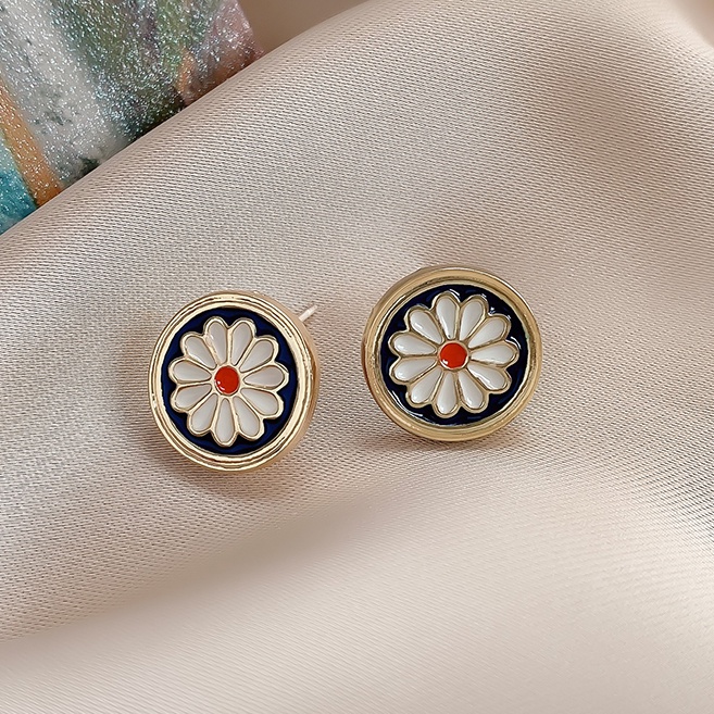 Khuyên tai dạng xỏ hình bông hoa thời trang phong cách Hàn Quốc