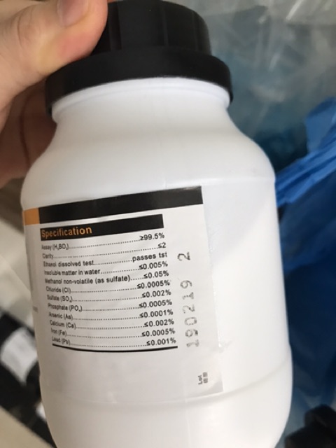 Hoá chất Boric acid Xylong CAS 10043-35-3 H3BO3 lọ 500g