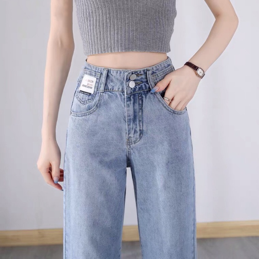 Quần Bò Ống Suông Rộng Nữ BeUShop Lưng Cao, Quần Jean Nữ Dáng Baggy Suông 2 Cúc Cá Tính Q125 | BigBuy360 - bigbuy360.vn