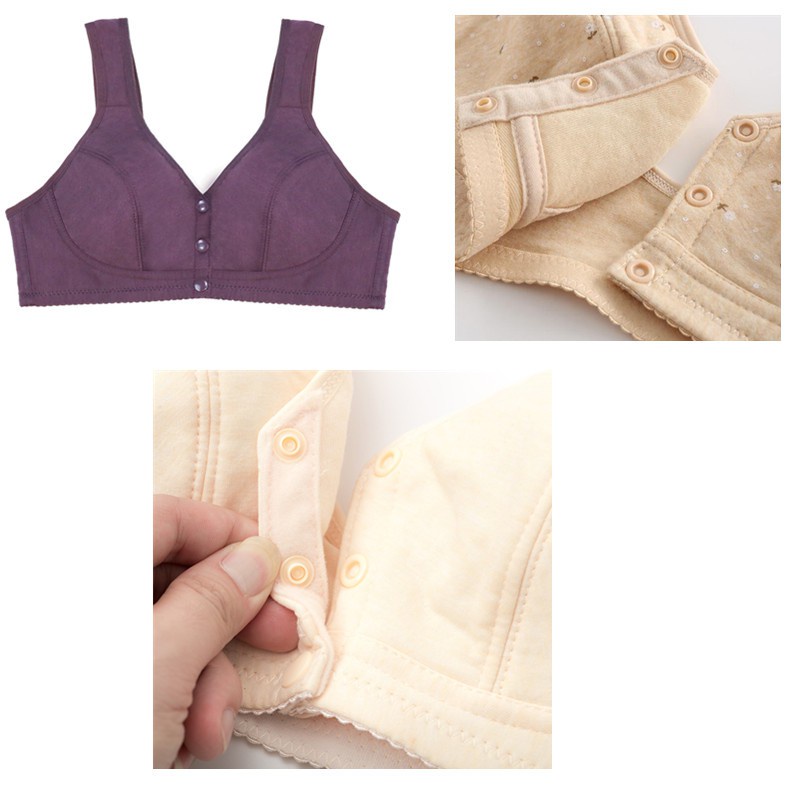 Áo Lót cotton Mềm Mại Cài Khóa Trước Không Gọng Thép Kích Thước 36-46 Cho Phụ Nữ Trung Niên