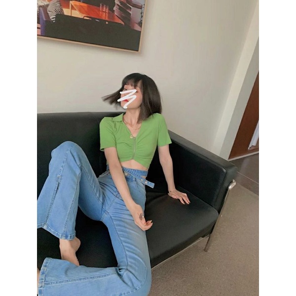 Áo croptop xanh lá siêu đẹp dễ thương cá tính