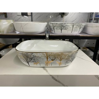 Chậu rửa lavabo dương bàn họa tiết - l70