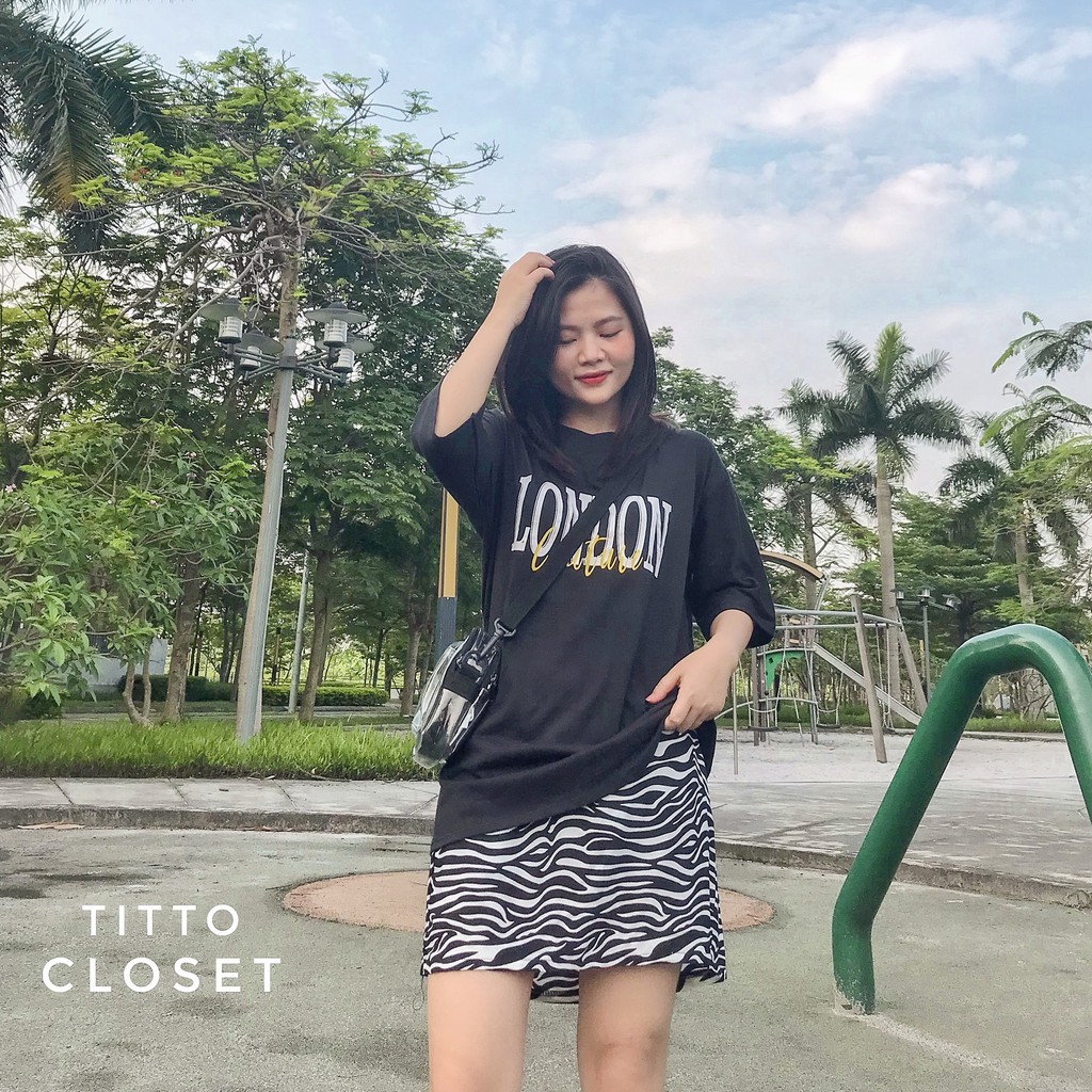 Set Chân Váy Ngựa Vằn London Hot Hit + Áo Thun Cotton - Ảnh Thật - Titto Closet
