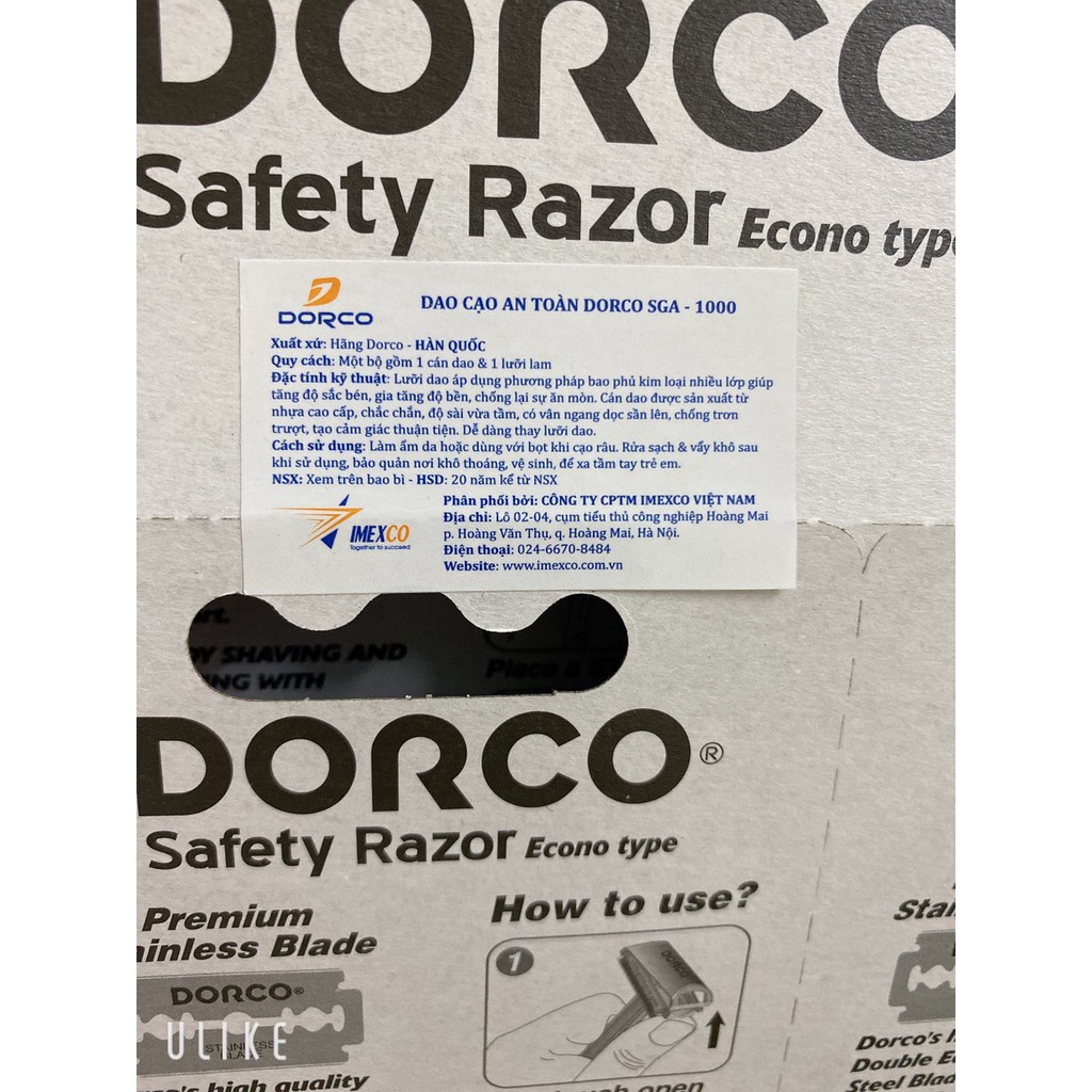 Dao cạo râu an toàn Dorco 1000, tặng kèm 1 lưỡi dao