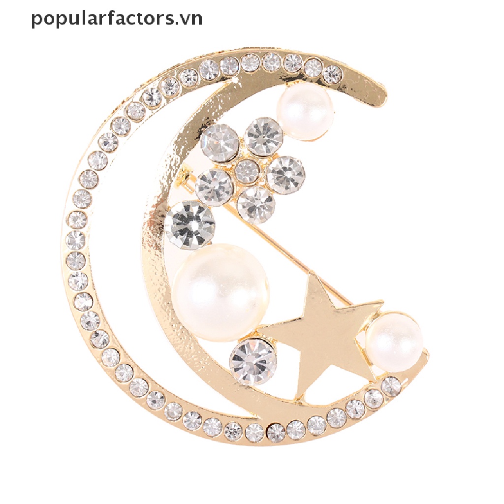 Ghim Cài Áo Hình Ngôi Sao / Mặt Trăng Phong Cách Baroque Thanh Lịch Dành Cho Nữ