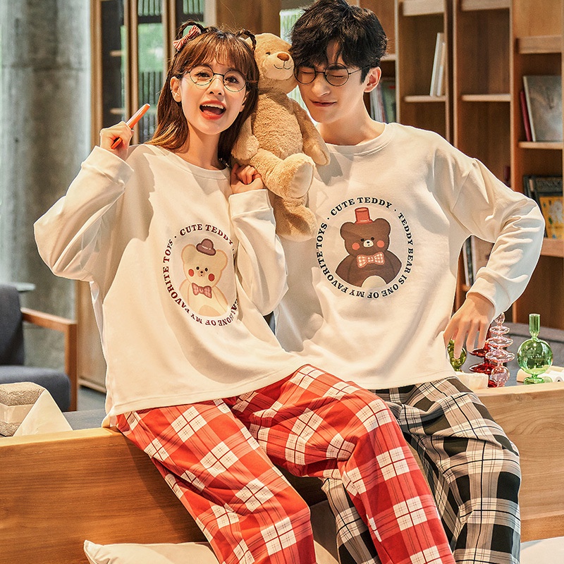 Pijama Bộ Đồ Ngủ Cặp Đôi Quần Áo Đôi Nam Nữ Dài Tay Mặc Ở Nhà Vải Cotton Mùa Xuân Thu Đông Đi Chơi BODODOI15