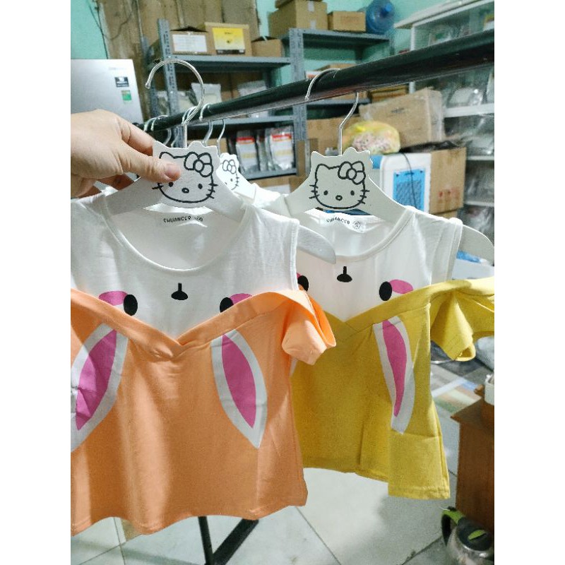 ♥️8_15kg♥️ áo hở vai thỏ siêu xinh, hàng quảng châu 100% cotton