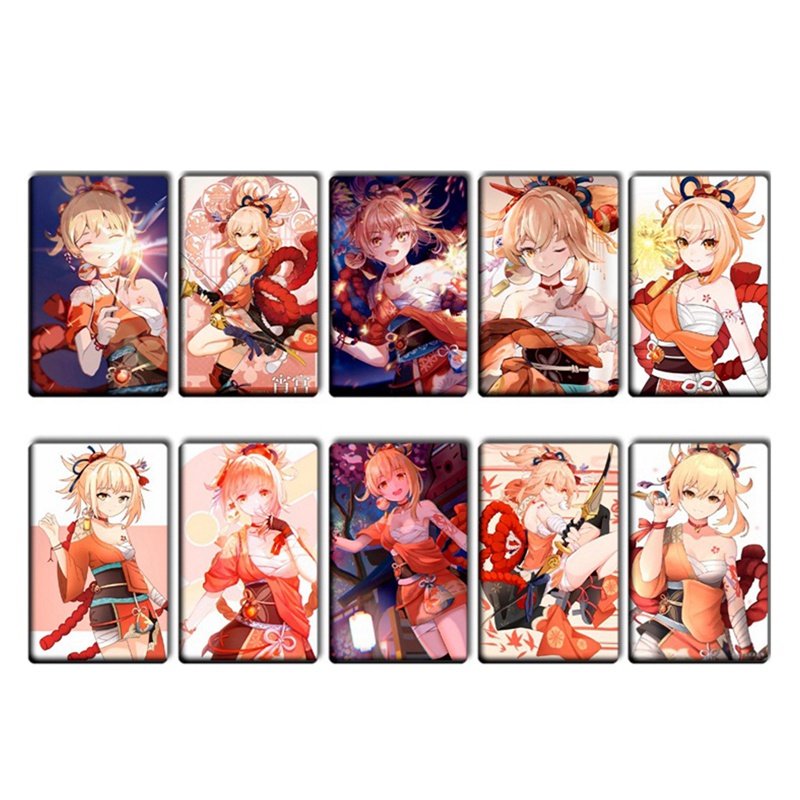 Set 10 tấm thẻ ảnh lomo hình nhân vật hoạt hình Genshin
