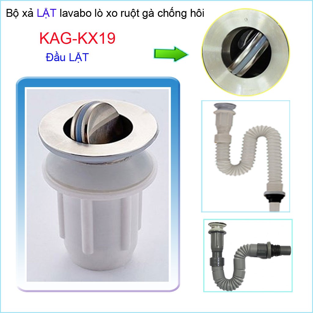 Bộ xả lavabo KAG-KX19 , xả ruột gà chậu lavabo rửa mặt thoát nhanh giá tốt sử dụng tốt-xả lật