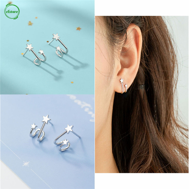 CF Fashion Simple Sweet Star Mini U-shaped Ear Clips Earrings Women Jewelry Gift