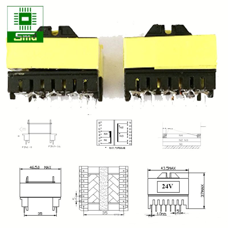 Biến áp inverter 24V to 220V EC42 8+8 300W - 500W