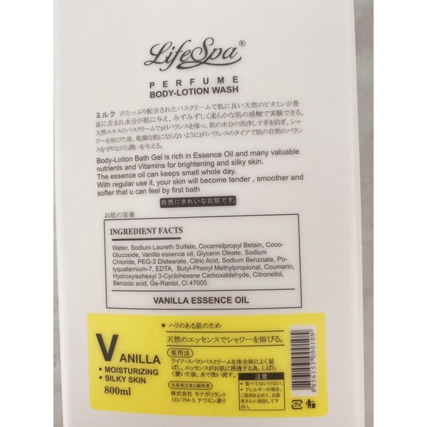 Sữa Tắm Hương Nước Hoa Body-Lotion Wash LifeSpa 800ml