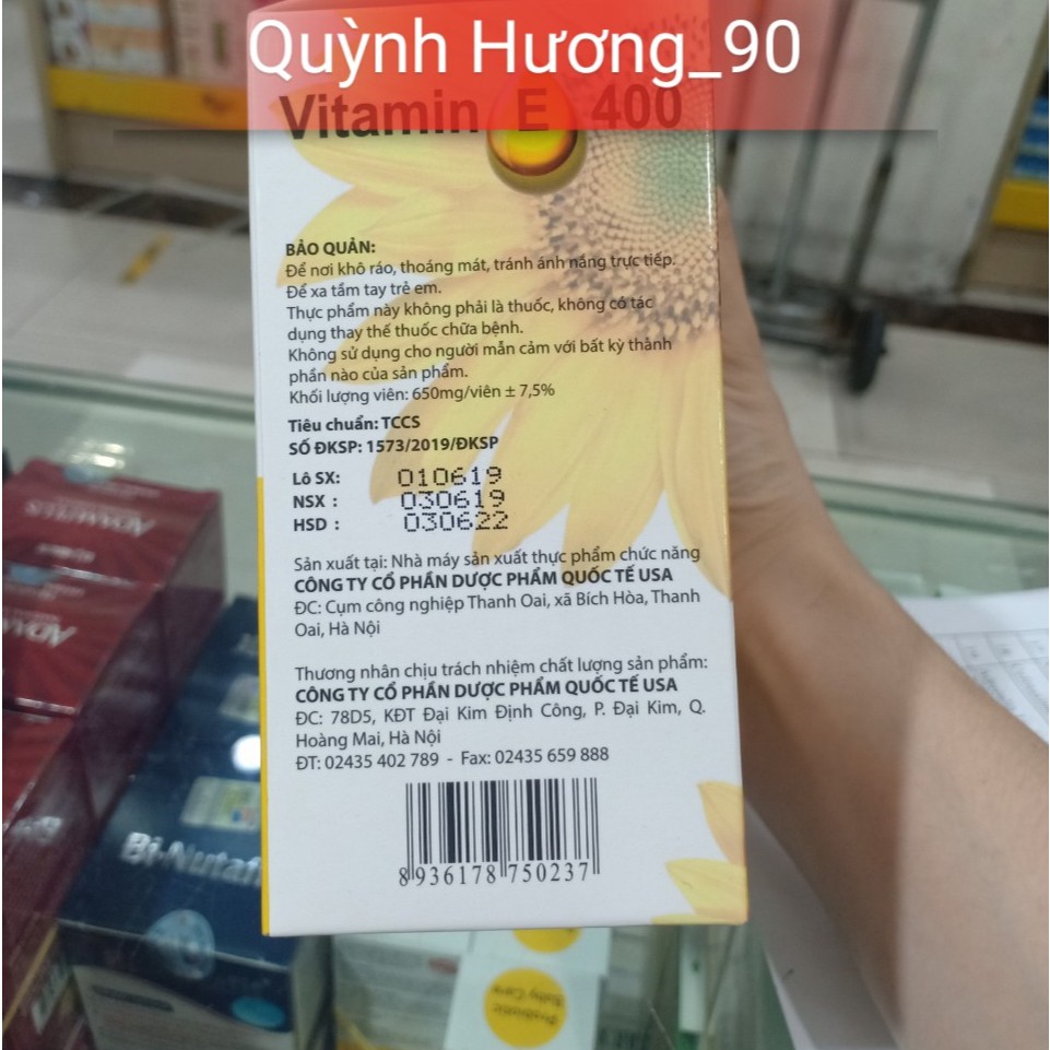 Viên uống VITAMIN E 400 Hướng Dương (hộp 100 viên)