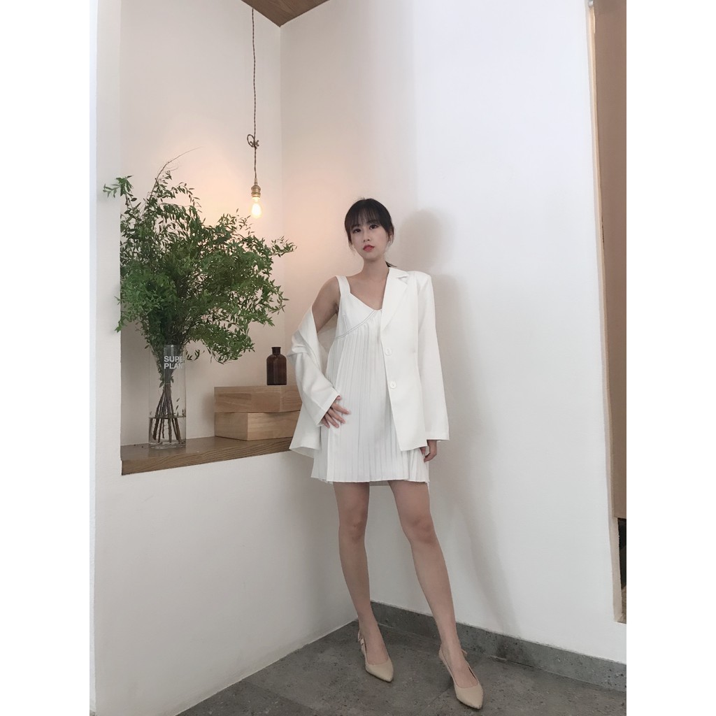 [Mã WASTMAY giảm 15% tối đa 30K đơn 150K] (ORDER) Set áo vest trắng + đầm dự tiệc sang chãnh ảnh thật ở cuối | BigBuy360 - bigbuy360.vn