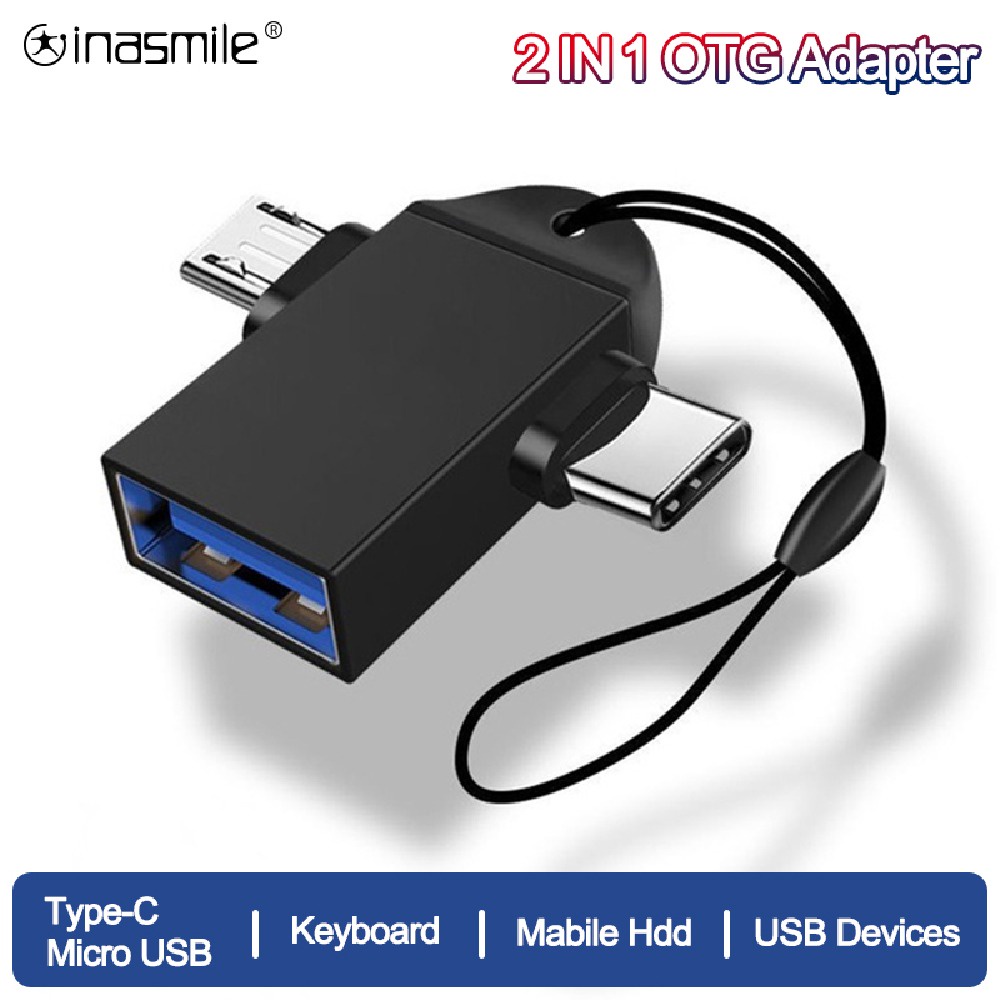 Cáp ChuyểN ĐổI OTG 2 Trong 1 ĐầU CắM Micro USB Sang ĐầU CắM USB Cho ĐiệN ThoạI