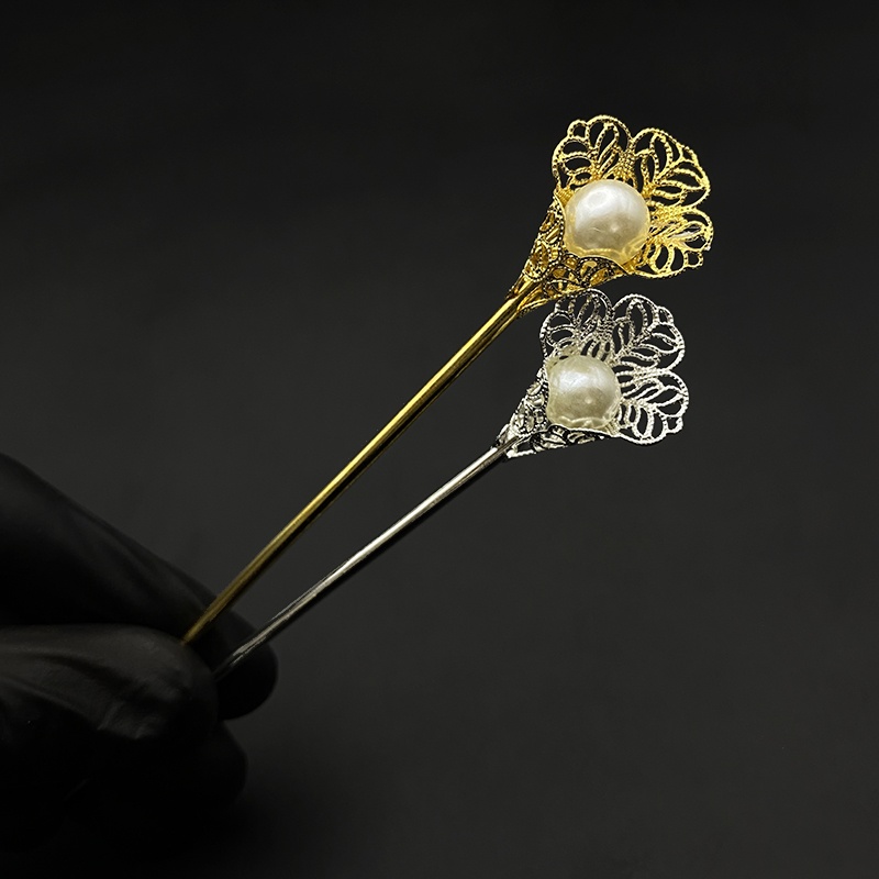 Trâm cài tóc cổ trang đính hạt trai 14.2cm phong cách đơn giản dùng cho búi tóc cosplay cổ phục việt phục