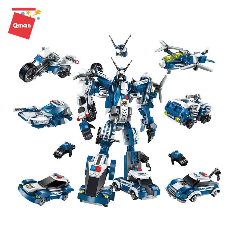 Bộ lắp ráp kiểu Lego của ENLIGHTEN [6 trong 1] mô hình robot cảnh sát không gian 1407