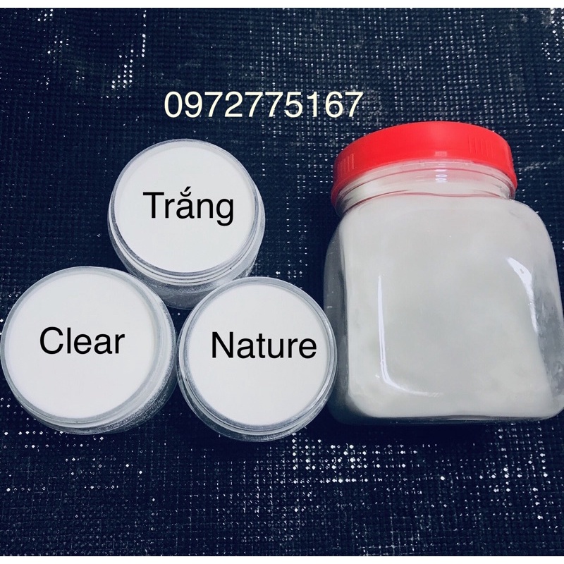 Bột đắp móng, đắp hoa nail trắng -clear - trắng thạch bột mỹ hũ 30g -100g