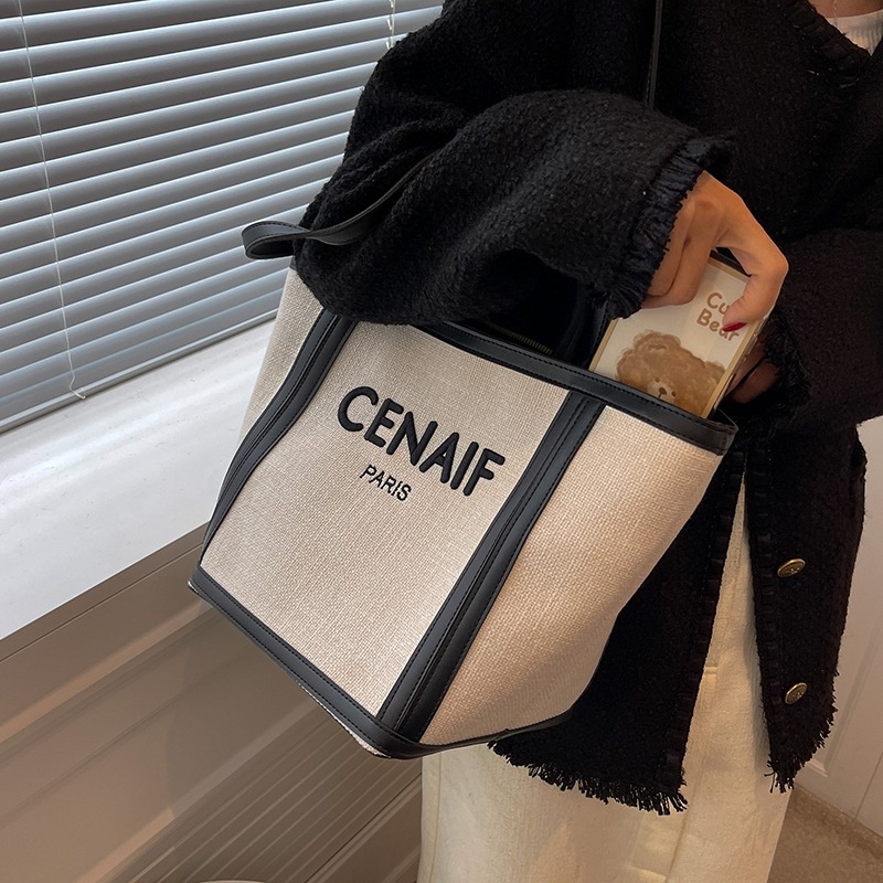 Túi đeo vai IELGY sức chứa lớn màu sắc tương phản in họa tiết chữ cái thời trang dành cho nữ