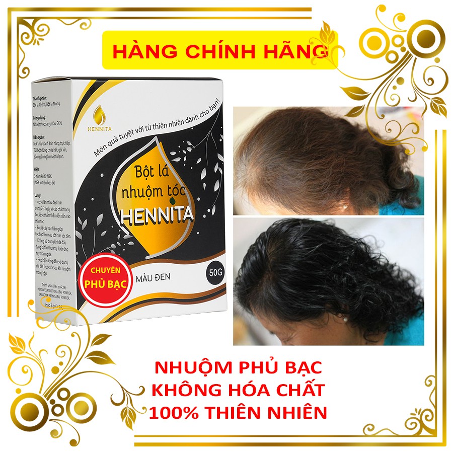 Nhuộm tóc phủ bạc Hennita - Từ lá cây tự nhiên - An toàn, không hóa chất