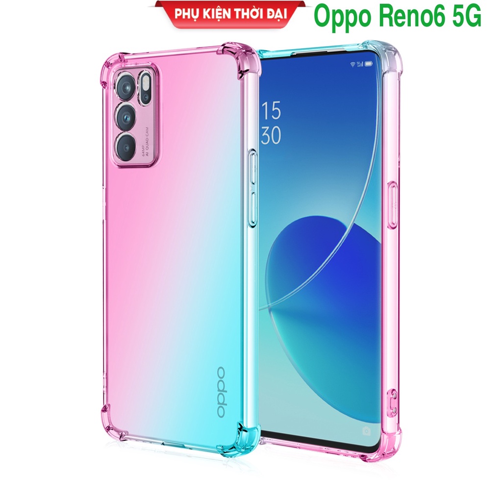 Ốp lưng Oppo Reno 6 5G dẻo đa sắc lồi 4 góc chống sốc thời trang bảo vệ toàn diện