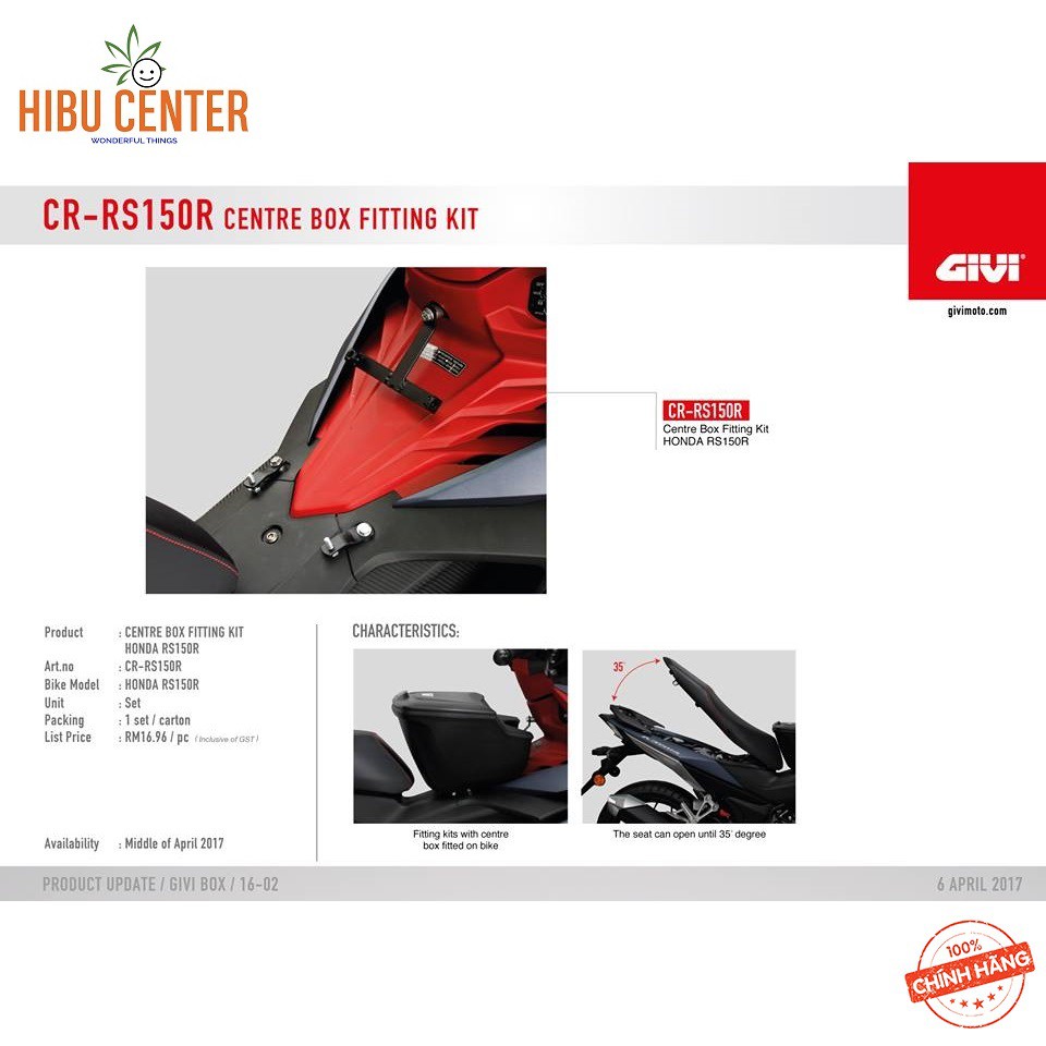 Bộ Pát Thùng Giữa GIVI Dành Cho Các Loại Xe Máy Côn Tay CR-__ Center Case Fitting Kits Hàng Chính Hãng – HBCENTER