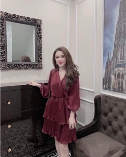 VÁY LỤA VẠT CHÉO - VÁY LỤA ĐỎ ZARA TẦNG CL0008