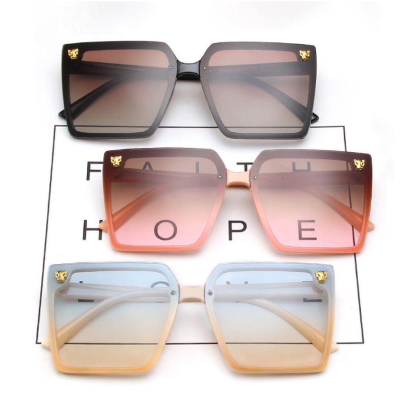 (KIQI-FASHION) COD Kính Mát Gọng Tròn Lớn Chống Tia Uv400 Họa Tiết Da Báo Thời Trang Cho Nữ