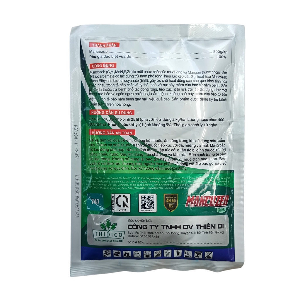 Mancozeb xanh 100gr diệt sạch nấm bệnh - Nguyên liệu từ Ấn Độ