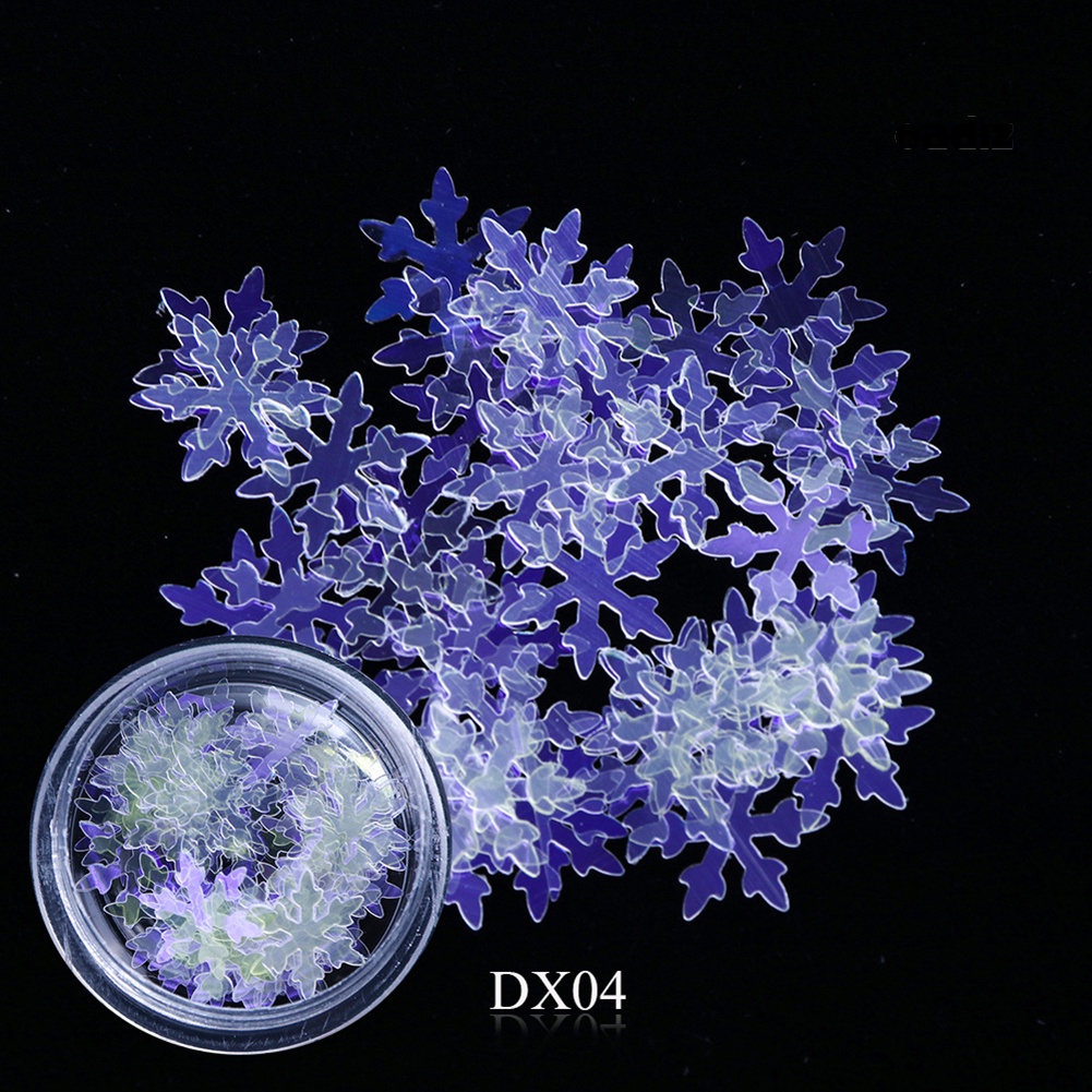 Bộ 6 Hộp Kim Tuyến Hình Bông Tuyết 3D Siêu Mỏng Trang Trí Móng Tay