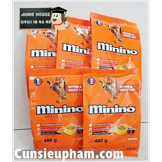 Hạt thức ăn cho mèo Minino của Pháp 480g