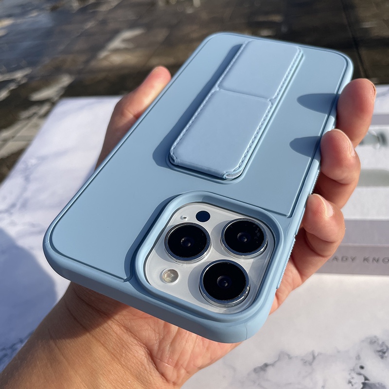 Ốp Điện Thoại Silicon Cứng Có Giá Đỡ Gấp Gọn Thời Trang Cho for iPhone 14 13 12 11 Pro Max Mini XS XR X 8 7 Plus + SE 2020