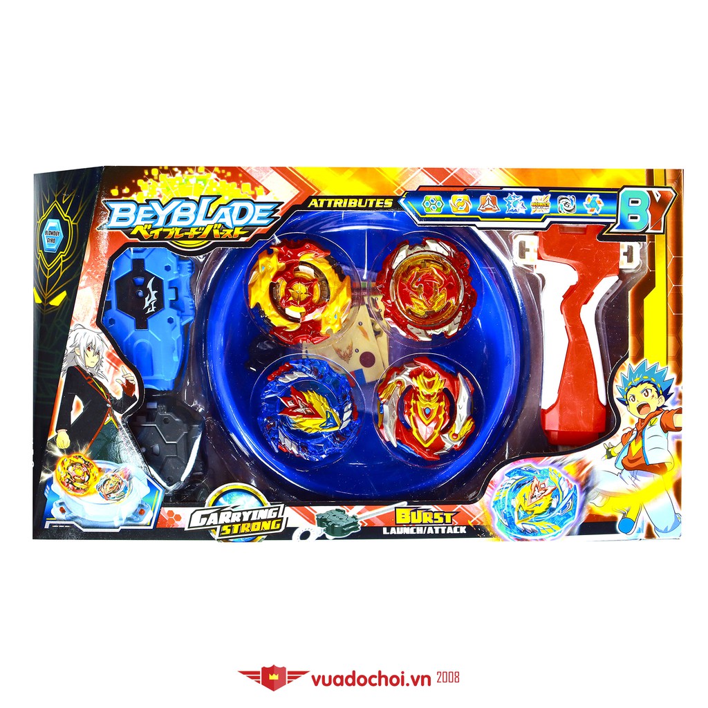 Bộ 4 Con Quay BEYBLADE Có Tay Cầm và Bàn Đấu Mini