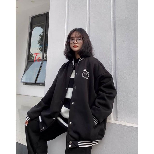 [BÁN SỈ] Áo Khoác BOMBER Hình Mặt Người Ngộ Nghỉnh Chất Nỉ Ngoại Phom UNISEX
