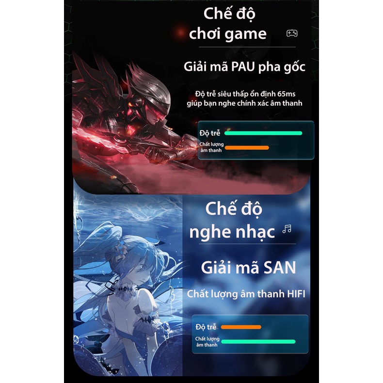 Tai nghe Gaming k55 bluetooth 5.0-tích hợp micro HD hỗ trợ đàm thoại-chế độ gaming mode giảm tốt đa độ trễ