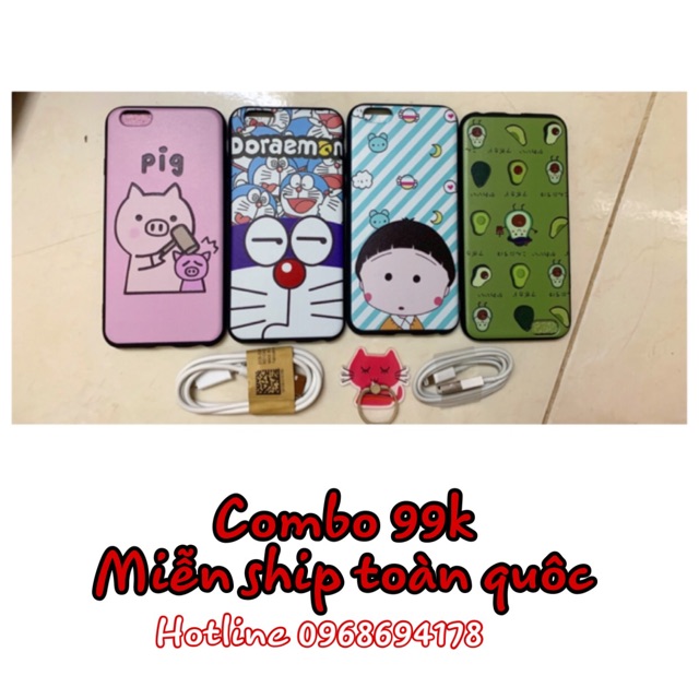 Combo 99k/4 ốp tặng kèm Iring+  dây sạch +Free ship [ibox chọn màu và dòng máy]